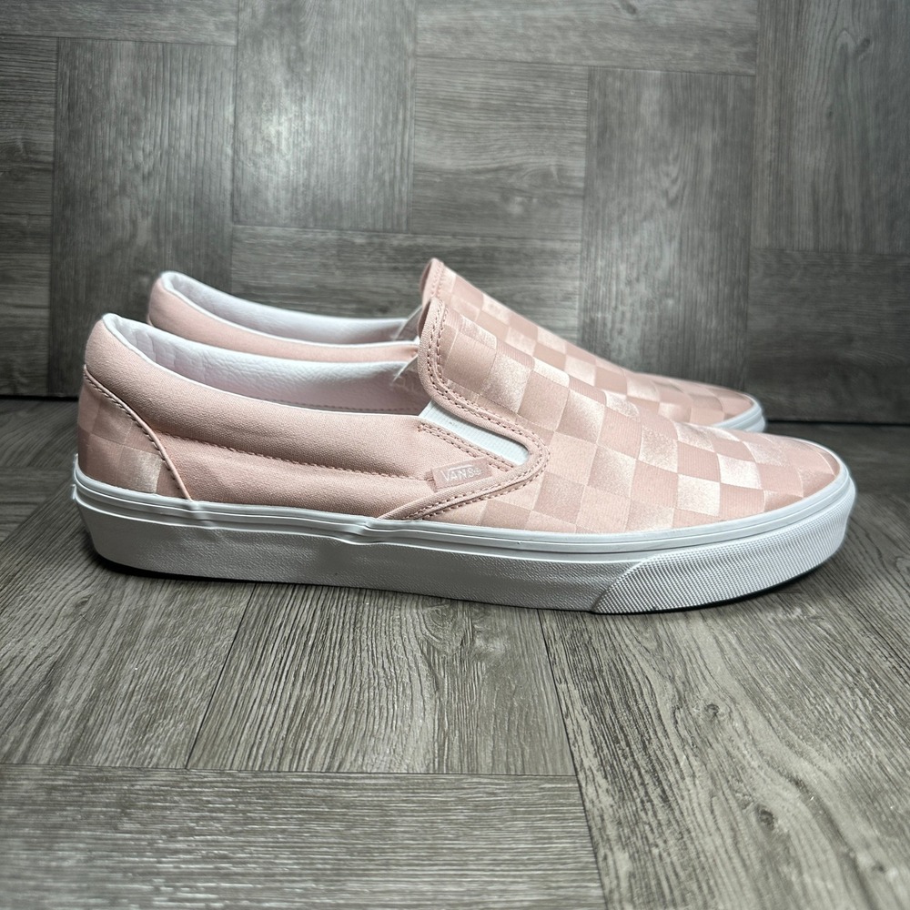 Vans Slip-On Checkerboard Men 11.5 Rose Cloud Satin Sneakers NEW 507452